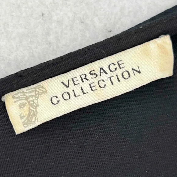Versace Collection Women's Gold Belted Dress Black Sleeveless Size -42